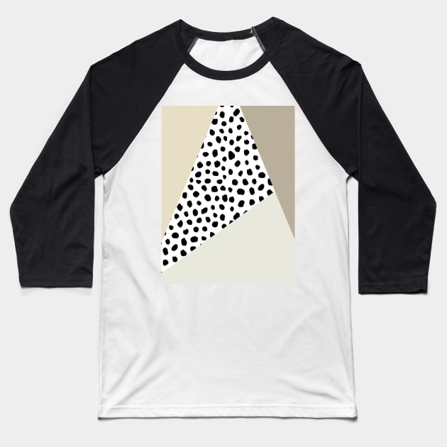 Geometric Polka Dot, Black and Neutral Baseball T-Shirt by OneThreeSix